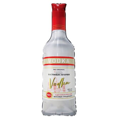 Шар К Фигура, Бутылка, Водка для настоящих мужчин, 37''/94 см, 1 шт.