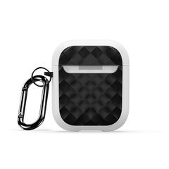 Чехол для наушников AirPods 1 и 2, белый с вставками черного цвета (WhiteBlack), серия PECC Series от Dux Ducis, в комплекте с карабином