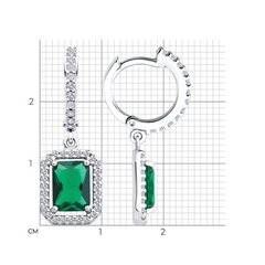 94027018 - Серьги из серебра с зелеными фианитами