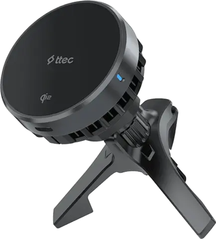 Автозарядка TTEC AirCharger Drive Pro Qi2/MagSafe 15W Wireless Fast Charger&Holder с охлажд, черный