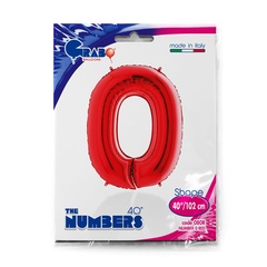 Шар Г 40''/102 см, Цифра, Красный 