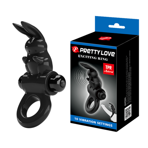 Pretty Love Exciting Ring Эрекционное кольцо со стимулятором клитора в виде кролика bi-210245