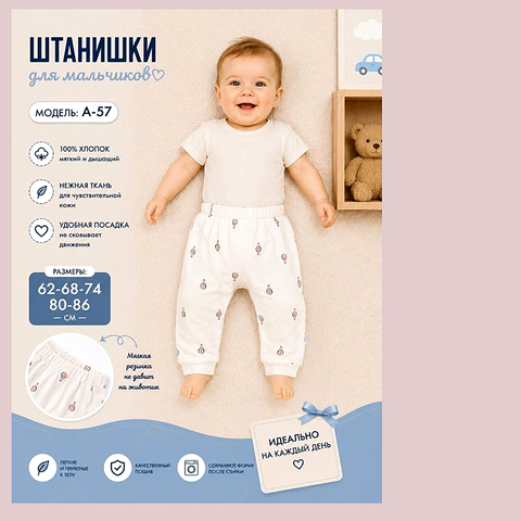 Штанишки хлопок м (62-86) 260815-R1521