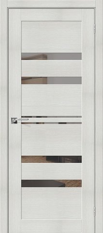 Межкомнатная дверь Браво-30 Bianco Melinga стекла - зеркало Mirox Grey, Браво