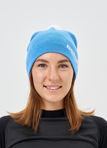 Лыжная шапка c шерстью Nordski Embroidery light blue
