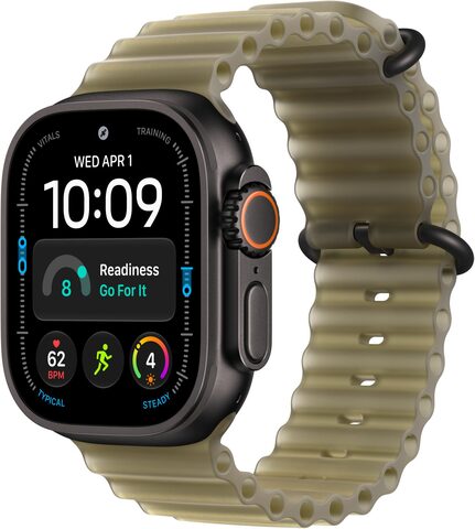 Умные часы Apple Watch Ultra 4 49 мм Black Titanium Case with Ocean Band Полупрозрачный зеленый | Translucent Kelp