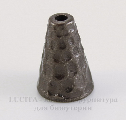 Шапочка - конус для бусины TierraCast "Hammertone" 12х9 мм (цвет-черный никель)