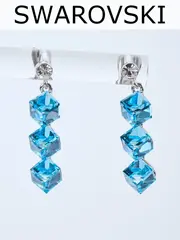 Серьги-дорожки Мираж с голубыми кубиками Сваровски