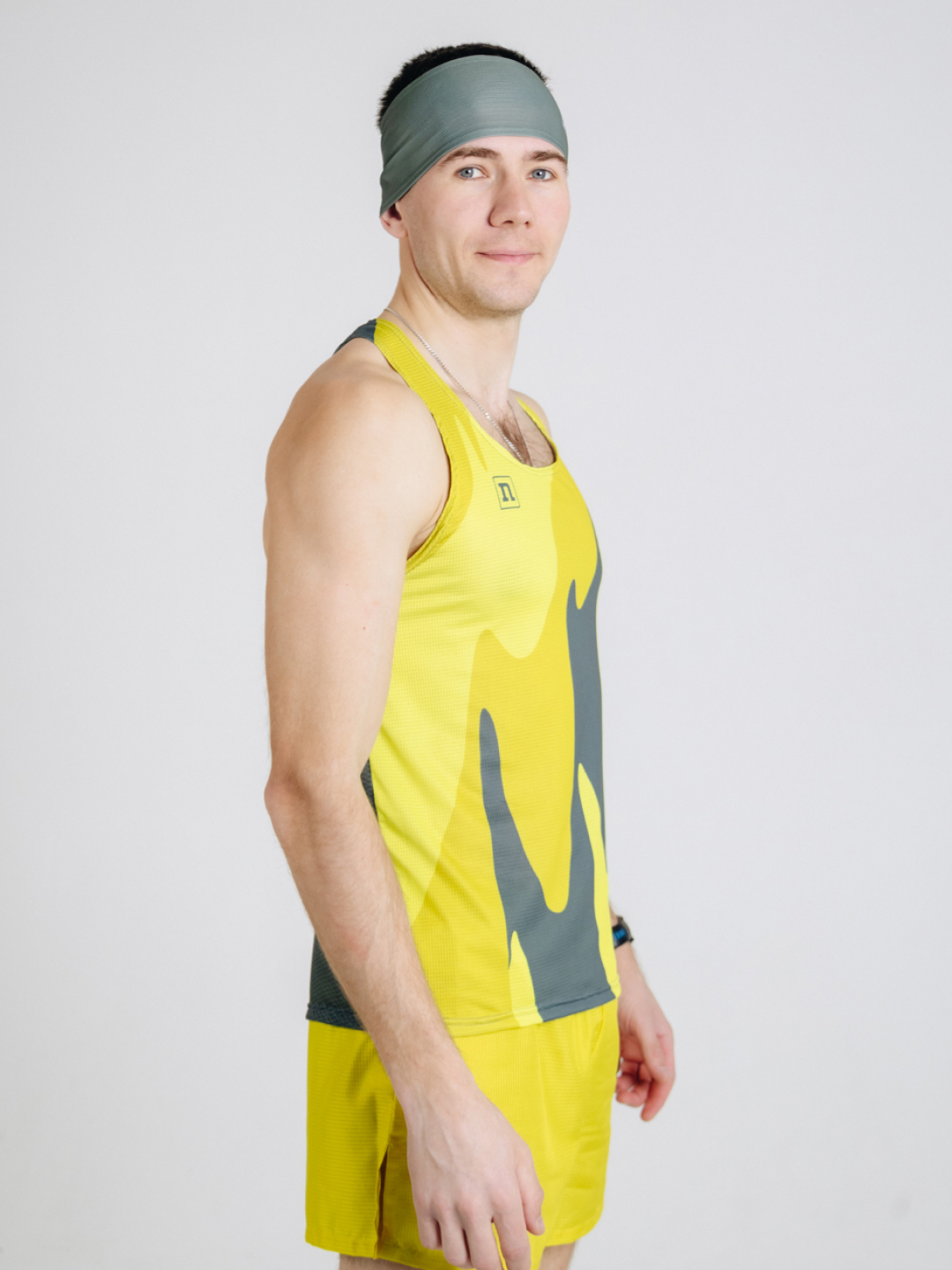 Беговая майка Noname Free Running Top 25 UX grey-yellow - 2