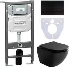 Ceramica Nova CN4002MB_1002M_1000 Комплект: Подвесной унитаз + Шумоизоляционная панель для инсталляции + Система инсталляции для унитазов с кнопкой смыва фото