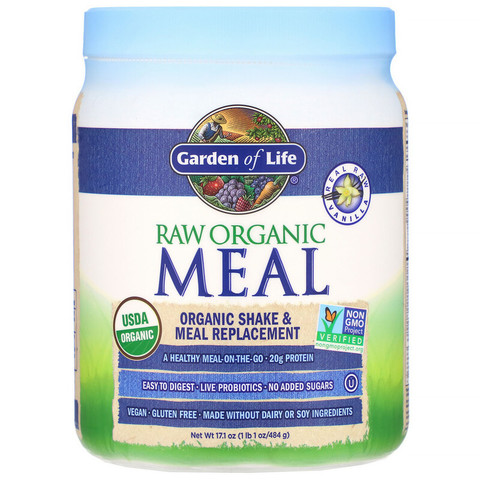 Garden of Life, Сырая органическая еда, органический коктейль и замена еды, со вкусом ванили, 475 г (16,7 унций)