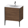 Duravit XViu XV43010B221 Тумба подвесная 591x710x480мм, для раковины #234473, 2 ящика, цвет: walnut dark/черный матовый