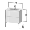 Duravit XViu XV43010B221 Тумба подвесная 591x710x480мм, для раковины #234473, 2 ящика, цвет: walnut dark/черный матовый