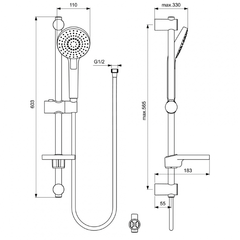 Набор 3в1: смеситель для раковины, ванны, душевой гарнитур, хром Ideal Standard Ceraflex BD001AA