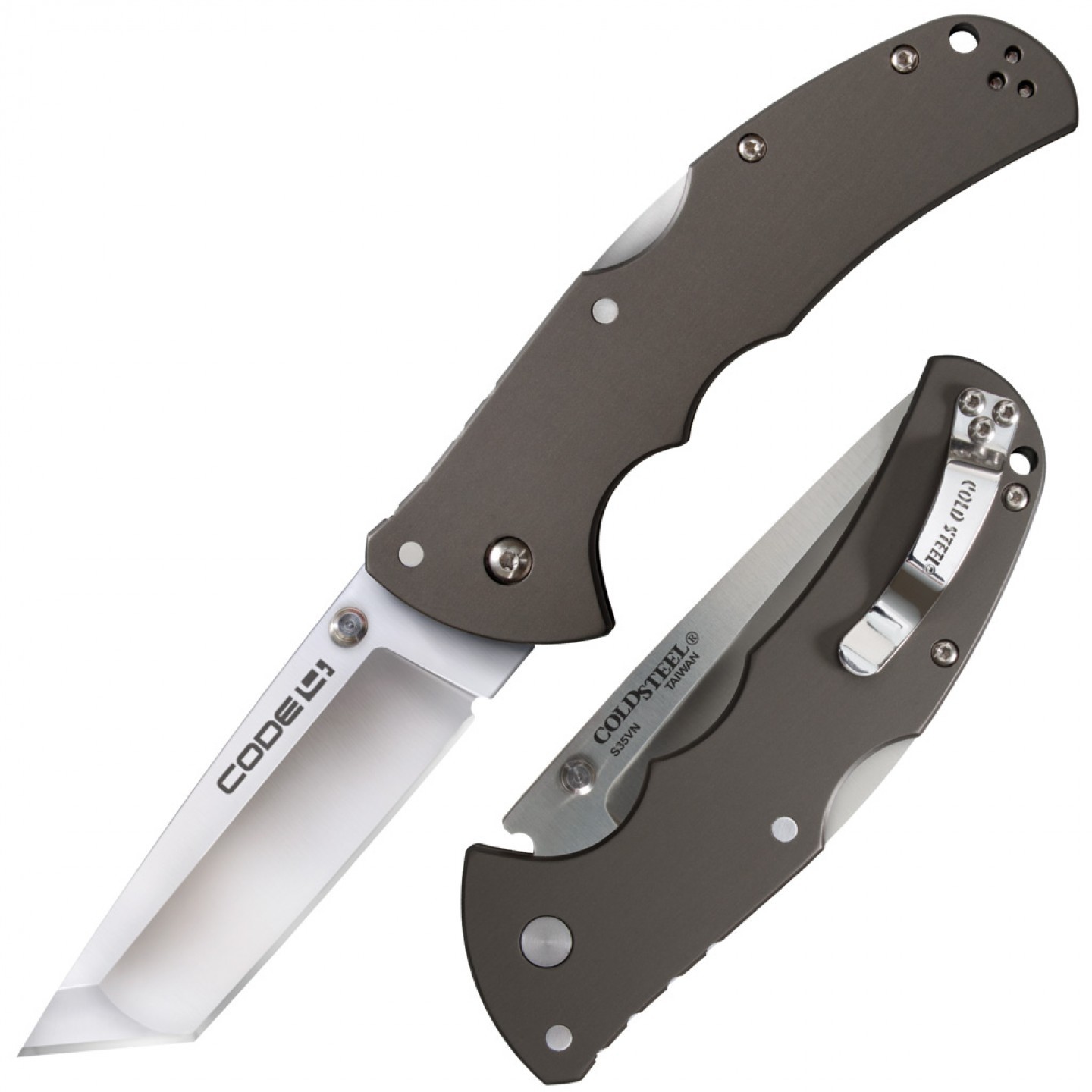 Нож складной Cold Steel Code-4 Tanto Point, сталь CPM-S35VN, рукоять алюминий, серый