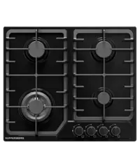 Варочная панель встраиваемая Kuppersberg FS 66 B, газовая, 4 конфорки, WOK, эмаль, чёрная