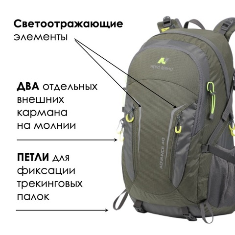 Картинка рюкзак туристический Nevo Rhino 9033-nw Army - 4