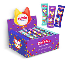 Карамель сложная на палочке «Confectum Smile Candy» микс (со вкусами клубники, манго, арбуза), 8гр х 720шт