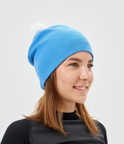 Лыжная шапка c шерстью Nordski Embroidery light blue