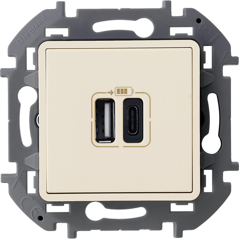 Зарядное устройство с двумя USB-разьемами A-C 240В/5В 3000мА - Legrand Inspiria - слоновая кость