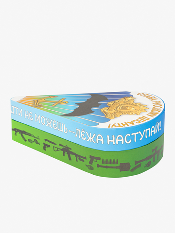 Кожаный ремень мужской «Слава Русскому Десанту» сыромятный чёрного цвета