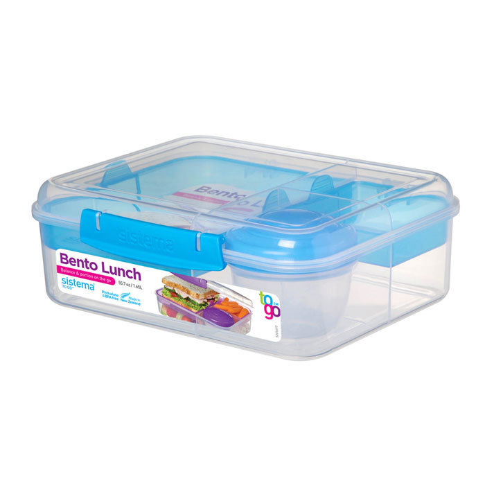Ланч-бокс с баночкой Sistema "Bento TO GO", многосекционный, 1,65 л, цвет Голубой