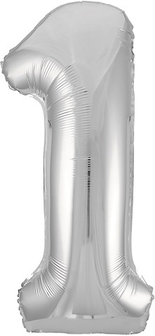 Шар Аг 40''/102 см, Цифра Slim Серебро 