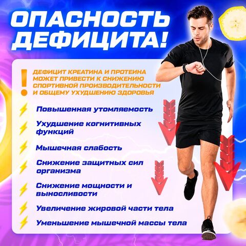 Комбо набор Протеин сывороточный банановый 900 гр 30 порций + Креатин моногидрат без вкуса 300 гр 60 порций + Витамин С 60 капсул