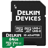 Карта памяти Delkin Devices Power 2000X microSDXC 64GB UHS-II U3 V90, R/W 300/250 МБ/с c адаптером