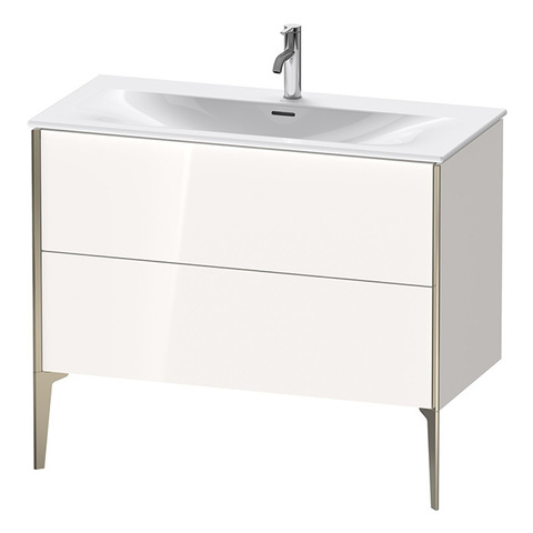 Duravit XViu XV43030B122 Тумба подвесная 591x1010x480мм, для раковины #234410, 2 ящика, цвет: белый глянцевый/champagne matt