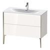 Duravit XViu XV43030B122 Тумба подвесная 591x1010x480мм, для раковины #234410, 2 ящика, цвет: белый глянцевый/champagne matt