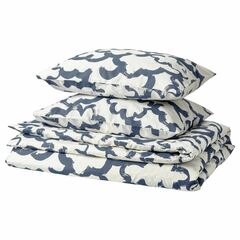 Комплект постельного белья IKEA EKPURPURMAL (ЭКПУРПУРМАЛ), Двуспальный, Белый с рисунком, 240x220, 50x80 см