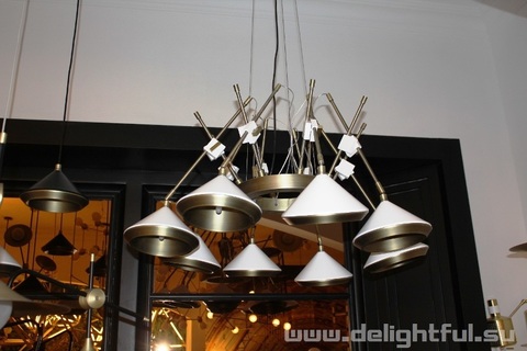 люстра  Bert Frank Shear Chandelier  White  & Brass