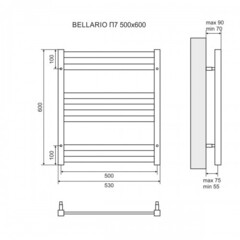 Полотенцесушитель электрический, Lemark Bellario - LM68607E (П7 500x600), левый/правый