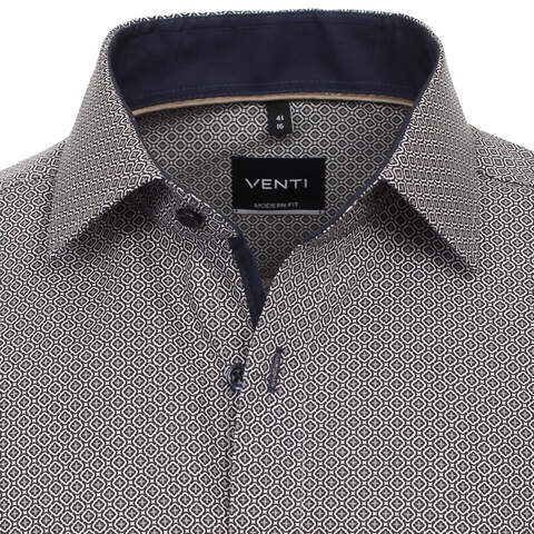 Сорочка мужская Venti Modern Fit 144249700-100 с чёрно-серым принтом