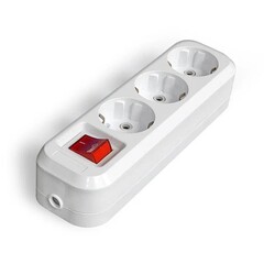 Колодка  для удлинителя АБС - пластик, 3 розетки, 16А, с выкл., с/з, S303(G-S303) (Universal) 89-7-113