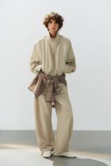 ZARA БРЮКИ ИЗ ТЕХНИЧЕСКОЙ ТКАНИ С ЭЛАСТИЧНЫМ ПОЯСОМ, ЦВЕТ ПРЯЖИ