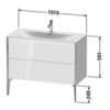Duravit XViu XV43030B122 Тумба подвесная 591x1010x480мм, для раковины #234410, 2 ящика, цвет: белый глянцевый/champagne matt