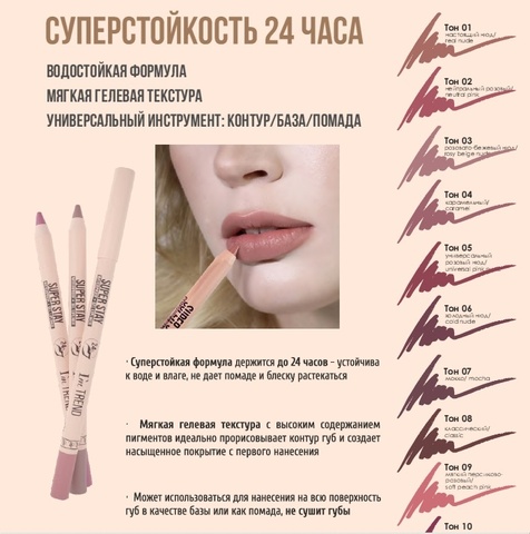 TF CU-36 Карандаш для губ гелевый SUPER STAY I'm TREND тон 005 универсальный розовый нюд