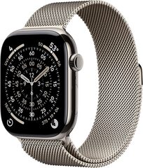 Умные часы Apple Watch Series 11 46 мм из титана натурального цвета, миланский сетчатый браслет натурального цвета (S/M)