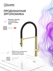 Смеситель Lemark Белуга Beluga LMF-8074B-BRLG для кухни с гибким изливом