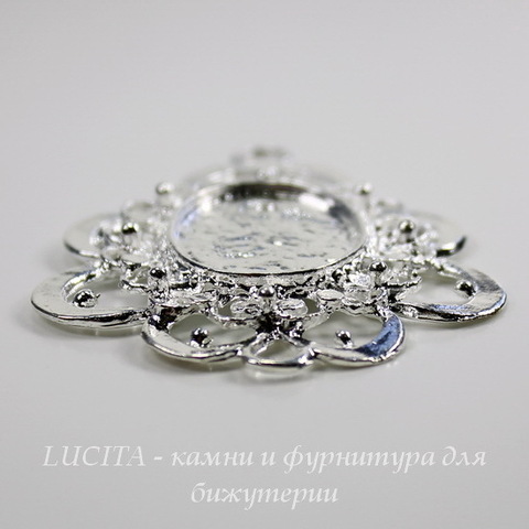 Сеттинг - основа - коннектор (1-1) для камеи или кабошона 23х17 мм (цвет - серебро) ()