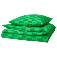 Комплект постельного белья IKEA BLASKATA (БЛОСКАТА), Односпальный, Зеленый, 150х200, 50х80 см