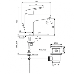 Набор 3в1: смеситель для раковины, ванны, душевой гарнитур, хром Ideal Standard Ceraflex BD001AA