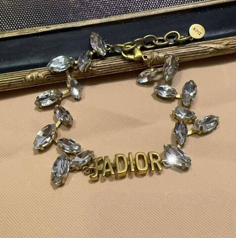 Браслет-цепь с кристаллами в огранке маркиз CDior цвет бронза