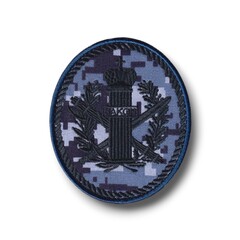 Нарукавный Знак Столб Закона ФСИН Полевой / Синяя Цифра / Серый Пиксель С Чёрной Вышивкой