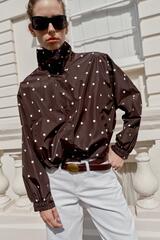 ZARA БОМБЕР В ГОРОШЕК, ШОКОЛАДНО-КОРИЧНЕВЫЙ