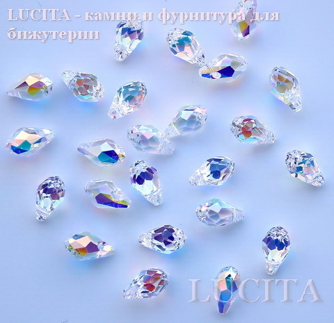 6007 Подвеска Сваровски Small Briolette Crystal AB (9х5 мм)