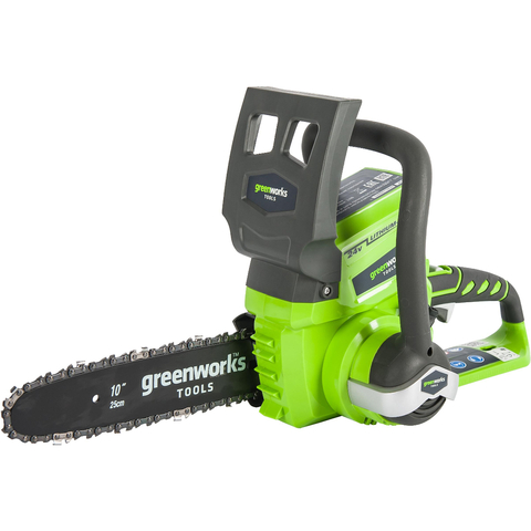 Цепная пила аккумуляторная GreenWorks G24CS25K2, 24V, 25см, c 1хАКБ 4 А.ч и ЗУ
