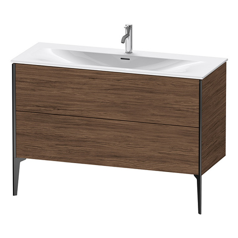 Duravit XViu XV43040B221 Тумба подвесная 591x1210x480мм, для раковины #234412, 2 ящика, цвет: walnut dark/черный матовый